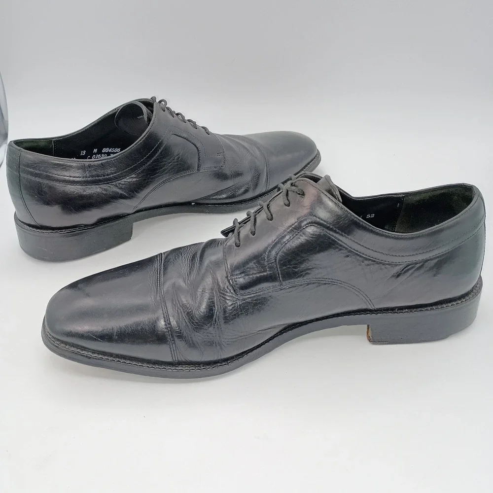 Cole Haan City Mens Black Leather Cap Toe Derby Dress Shoes 13 M C01630 Oxford